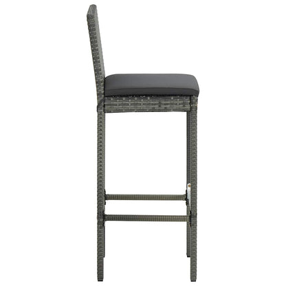 Set da Bar da Giardino 5 pz con Cuscini in Polyrattan Grigio