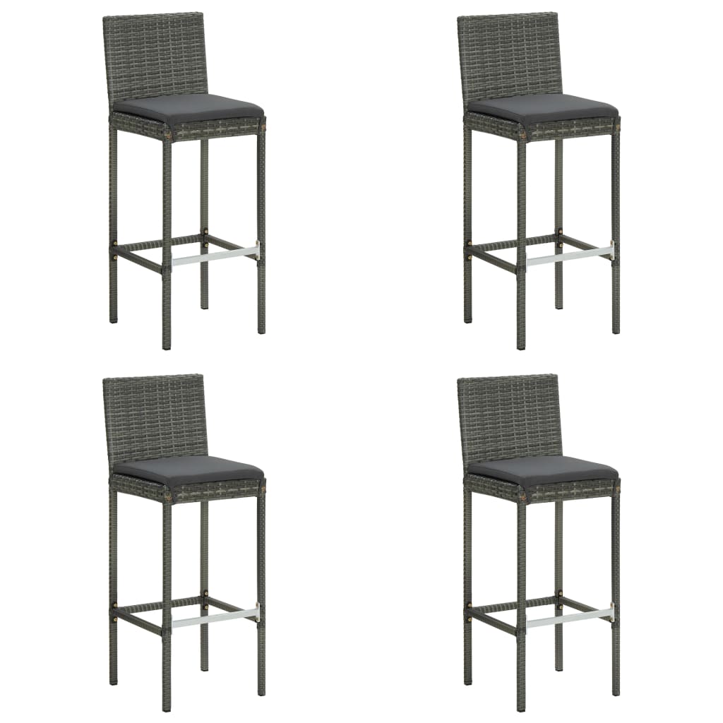 Set da Bar da Giardino 5 pz con Cuscini in Polyrattan Grigio - homemem39