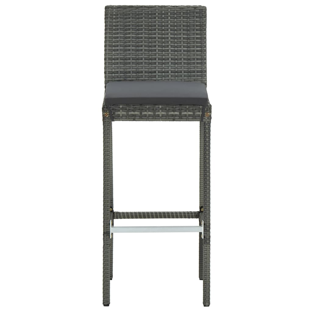 Set da Bar per Giardino 9 pz con Cuscini in Polyrattan Grigio | homemem39