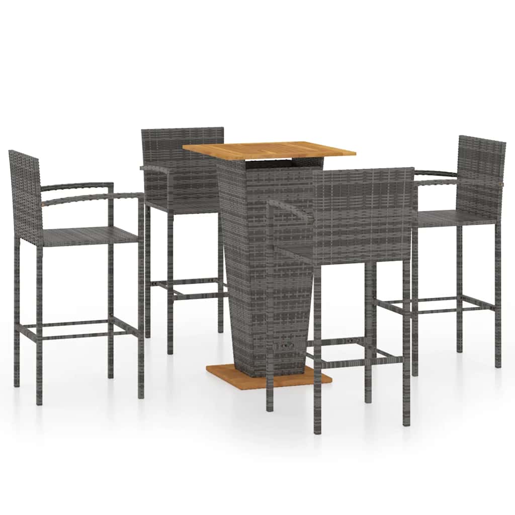 Set Bar da Giardino 5 pz Grigio | homemem39