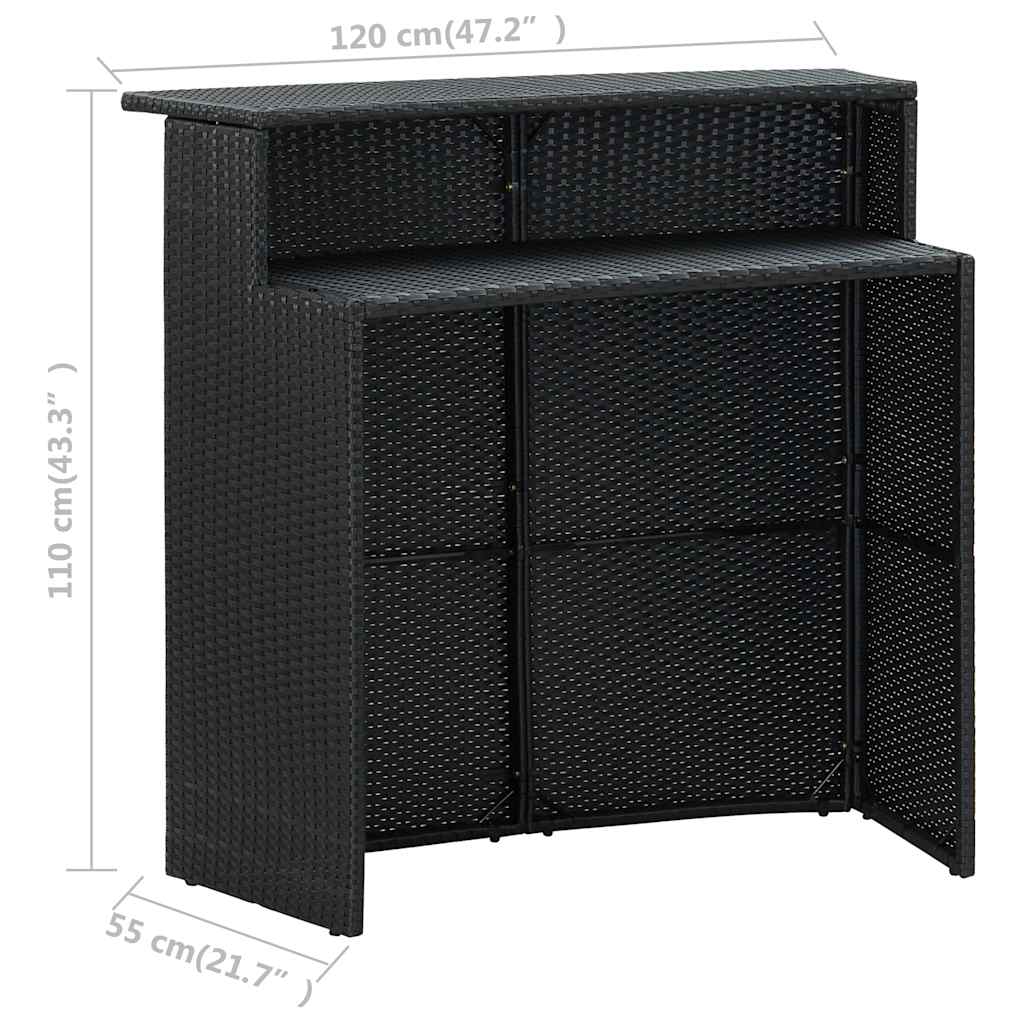 Set Bar da Giardino 3 pz con Cuscini Nero | homemem39