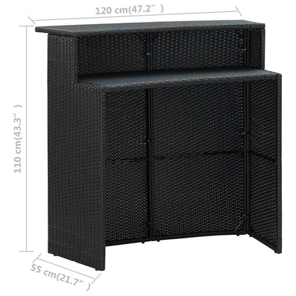 Set Bar da Giardino 3 pz con Cuscini Nero | homemem39