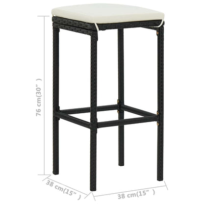 Set Bar da Giardino 3 pz con Cuscini Nero | homemem39