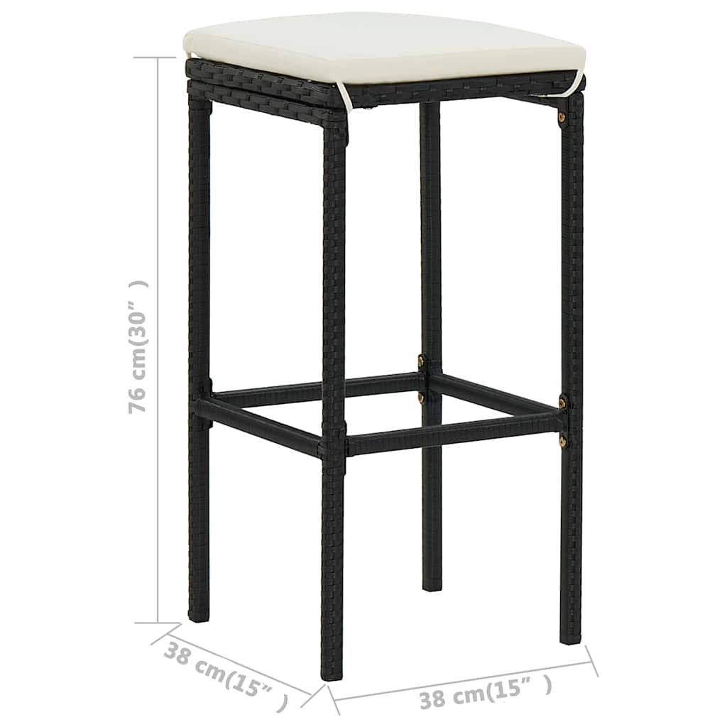 Set Bar da Giardino 4 pz con Cuscini Nero | homemem39