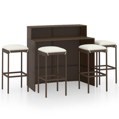 Set Bar da Giardino 3 pz con Cuscini Marrone - homemem39