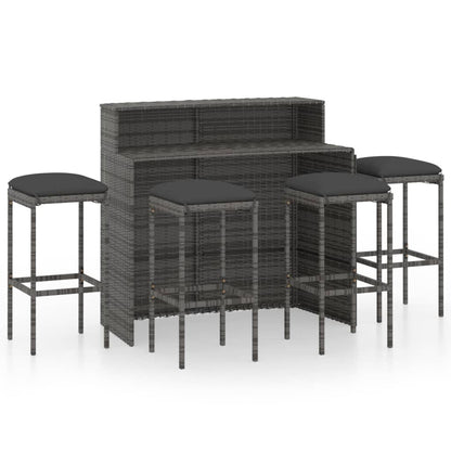 Set Bar da Giardino 5 pz con Cuscini Grigio - homemem39