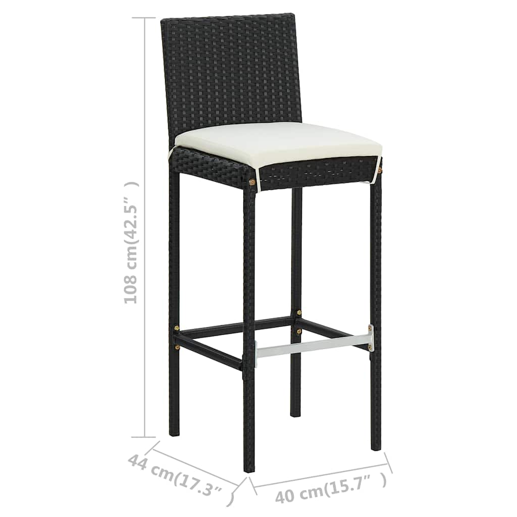 Set Bar da Giardino 3 pz con Cuscini Nero | homemem39