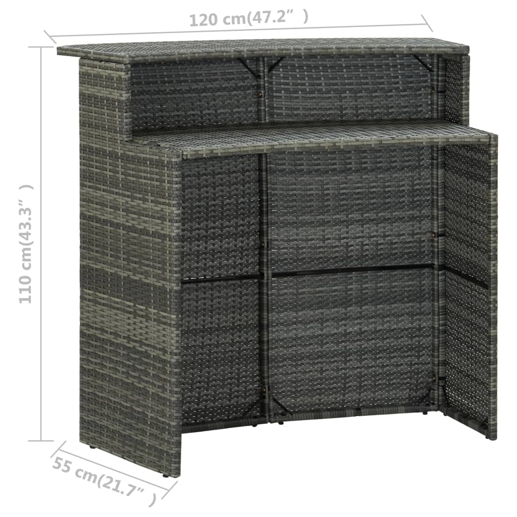 Set Bar da Giardino 3 pz con Cuscini Grigio | homemem39