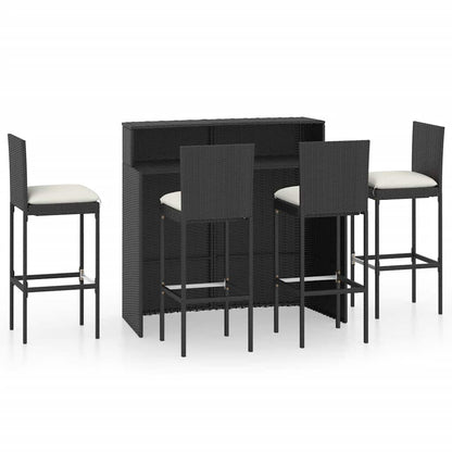 Set da Bar da Giardino 5 pz con Cuscini Nero | homemem39