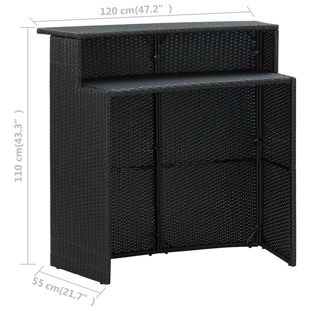 Set da Bar da Giardino 5 pz con Cuscini Nero | homemem39