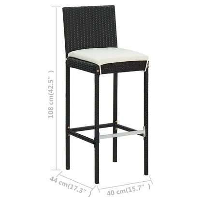 Set da Bar da Giardino 5 pz con Cuscini Nero | homemem39