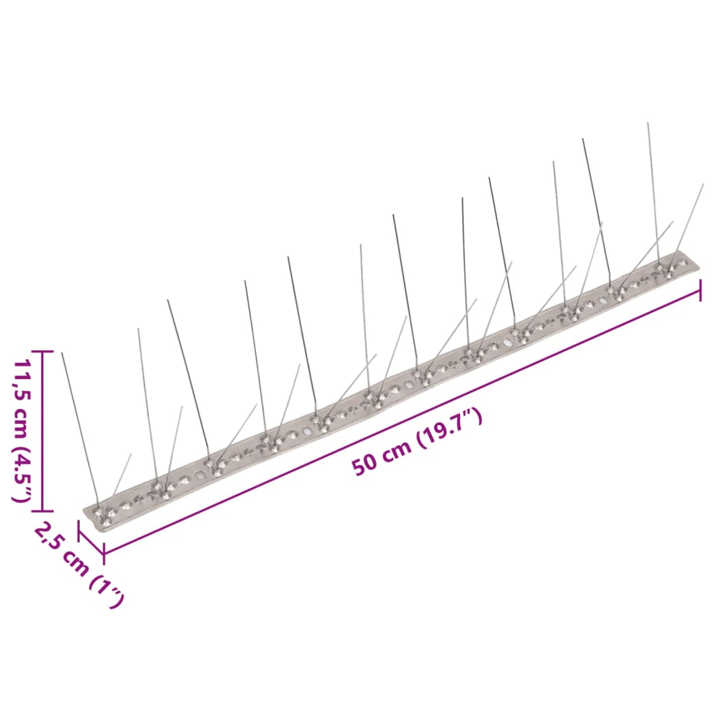 Set Dissuasori per Uccelli e Piccioni 20 pz Acciaio 4 File 10 m | homemem39
