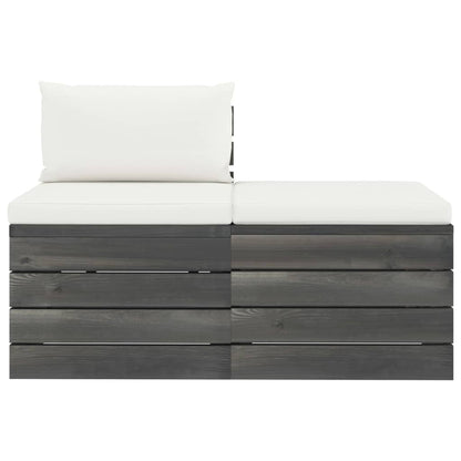 Set Divani da Giardino su Pallet 2 pz con Cuscini Massello Pino - homemem39
