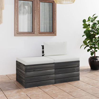 Set Divani da Giardino su Pallet 2 pz con Cuscini Massello Pino - homemem39