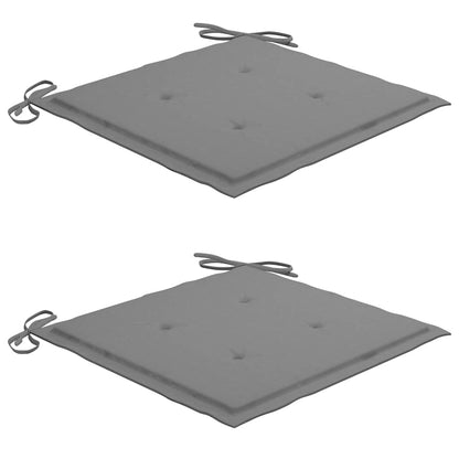 Sedie da Giardino 2 pz con Cuscini Grigie Massello di Teak