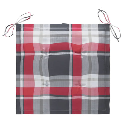 Sedie Giardino 2 pz con Cuscino Rosso a Quadri Massello di Teak