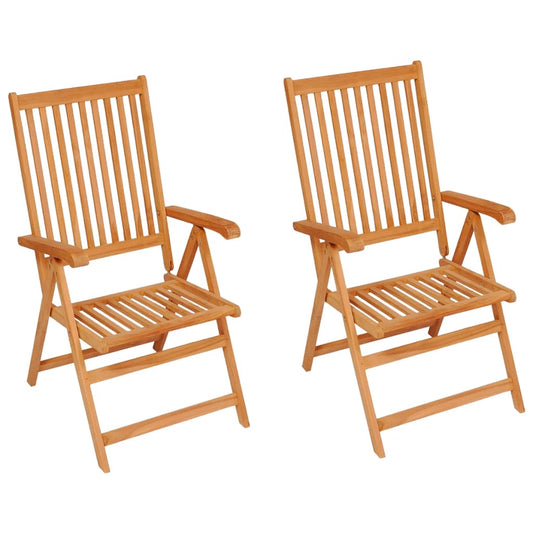 Sedie da Giardino 2 pz con Cuscini Grigi in Massello di Teak - homemem39