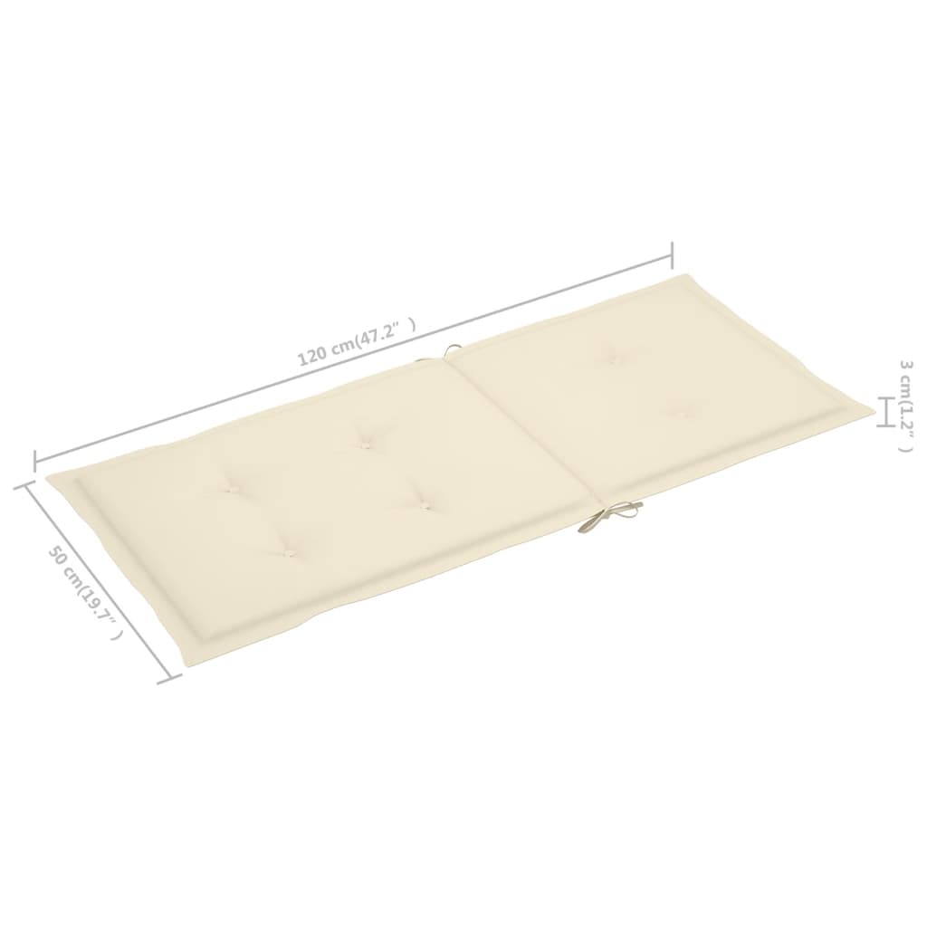 Sedie da Giardino 2 pz con Cuscini Crema in Massello di Teak - homemem39