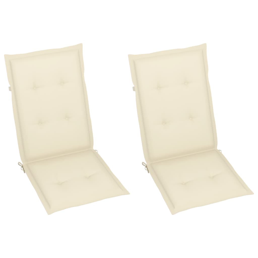 Sedie da Giardino 2 pz con Cuscini Crema in Massello di Teak - homemem39