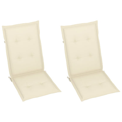 Sedie da Giardino 2 pz con Cuscini Crema in Massello di Teak - homemem39