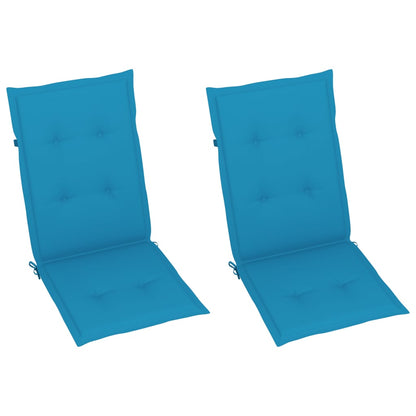 Sedie da Giardino 2 pz con Cuscini Blu in Massello di Teak - homemem39