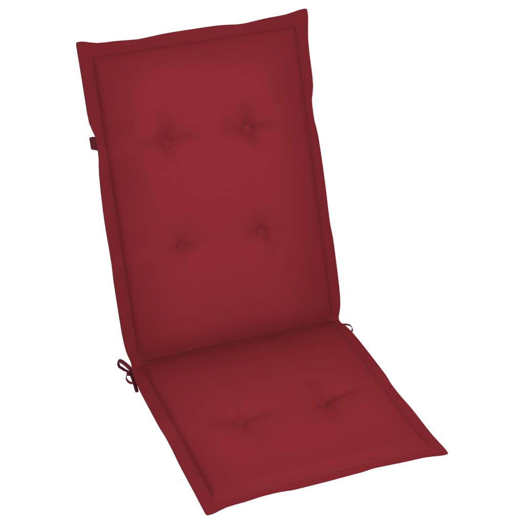 Sedie da Giardino 2 pz con Cuscini Rosso Vino Massello di Teak - homemem39
