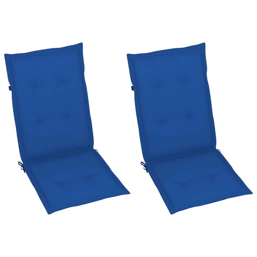 Sedie da Giardino 2 pz con Cuscini Blu Reale in Massello Teak - homemem39