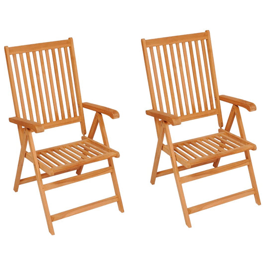 Sedie Giardino 2 pz con Cuscino Grigio a Quadri Teak Massello - homemem39