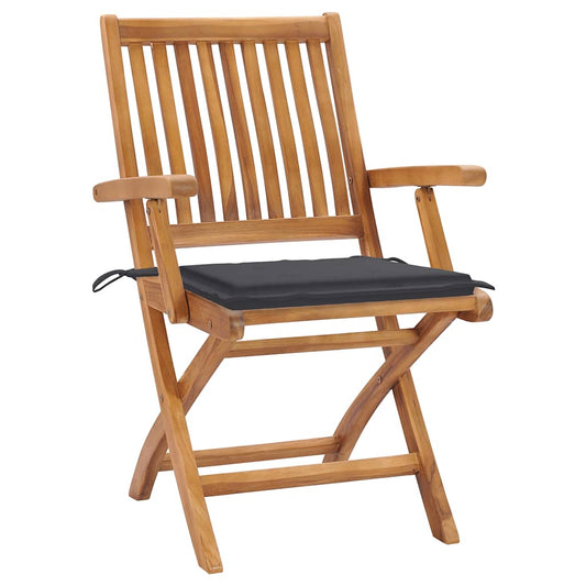 Sedie da Giardino 2 pz con Cuscini Antracite Massello di Teak - homemem39