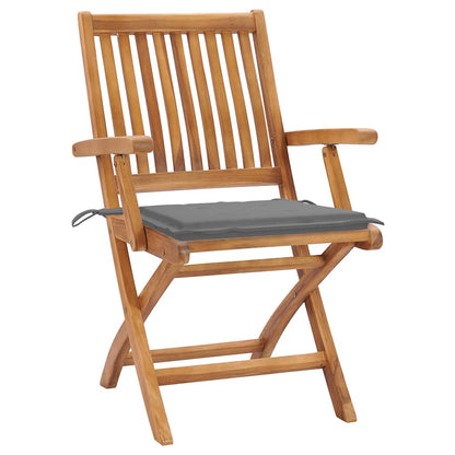 Sedie da Giardino 2 pz con Cuscini Grigi in Massello di Teak - homemem39