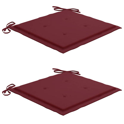 Sedie da Giardino 2 pz con Cuscini Rosso Vino Massello di Teak - homemem39