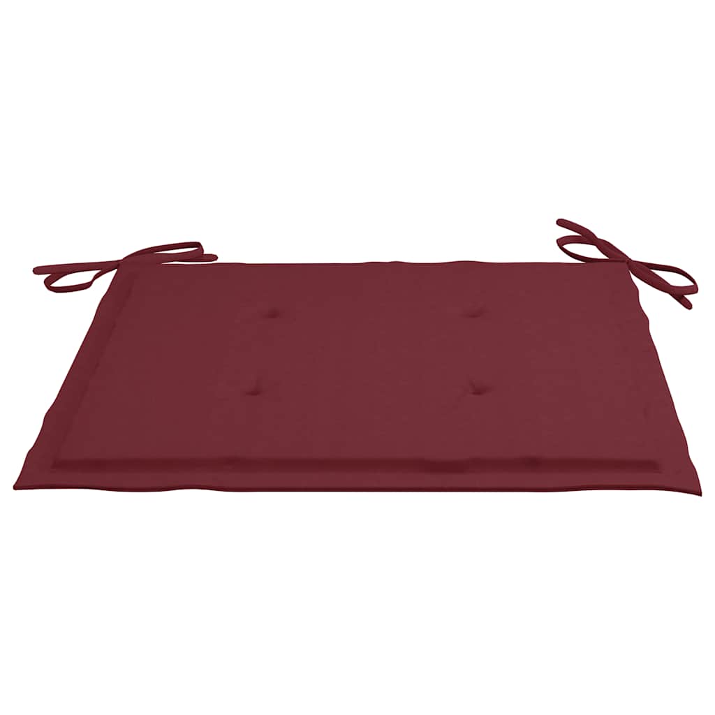 Sedie da Giardino 2 pz con Cuscini Rosso Vino Massello di Teak - homemem39