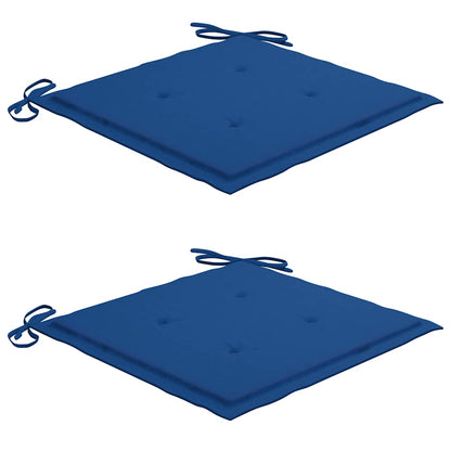 Sedie da Giardino 2 pz con Cuscini Blu Reale Massello di Teak - homemem39
