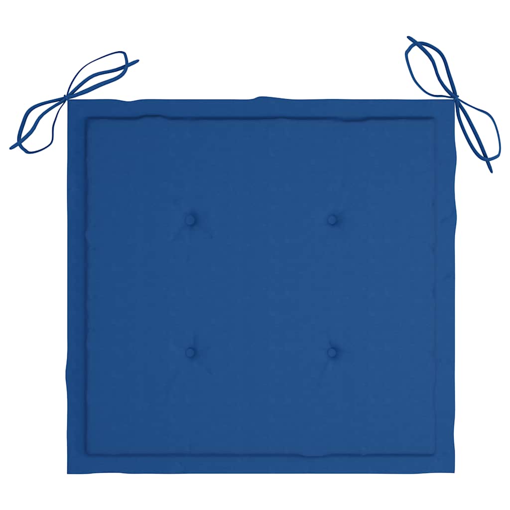 Sedie da Giardino 2 pz con Cuscini Blu Reale Massello di Teak - homemem39