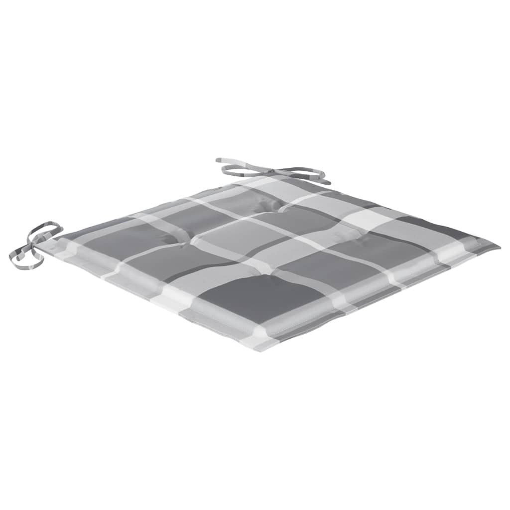 Sedie Giardino 2 pz con Cuscino Grigio a Quadri Massello di Teak - homemem39