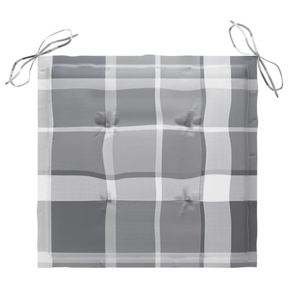 Sedie Giardino 2 pz con Cuscino Grigio a Quadri Massello di Teak - homemem39