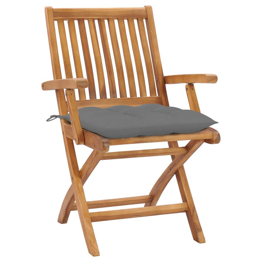 Sedie da Giardino 2 pz con Cuscini Grigio in Massello di Teak - homemem39