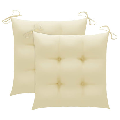 Sedie da Giardino 2 pz Cuscini Bianco Crema in Massello di Teak - homemem39