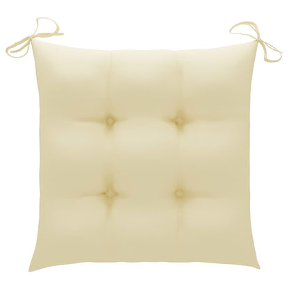 Sedie da Giardino 2 pz Cuscini Bianco Crema in Massello di Teak - homemem39