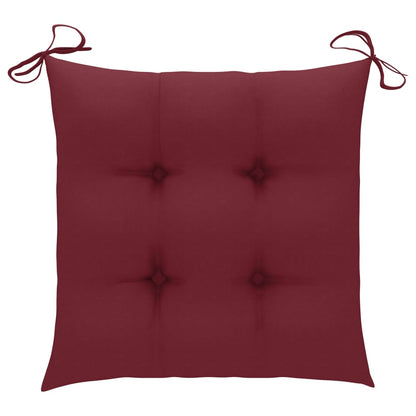 Sedie da Giardino 2 pz con Cuscini Rosso Vino Massello di Teak - homemem39