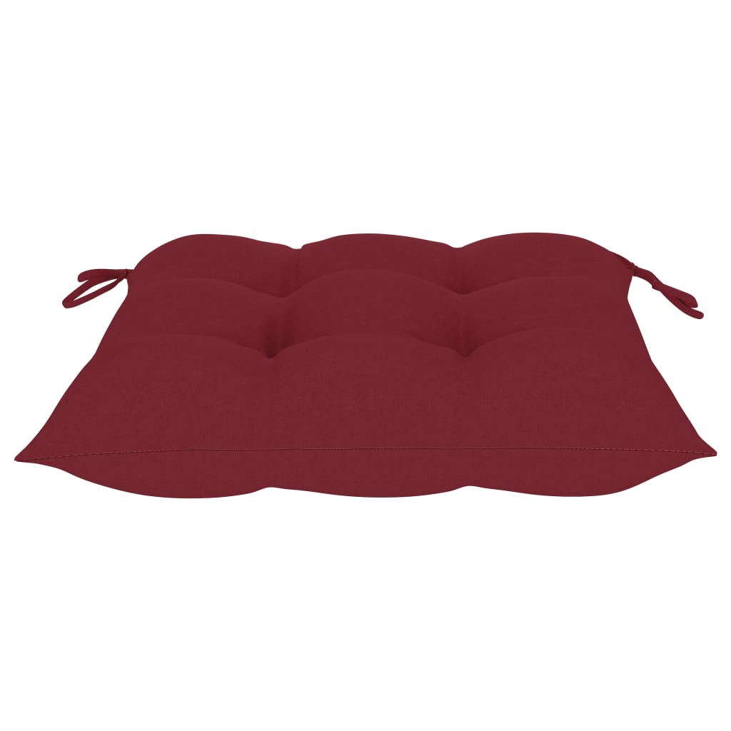 Sedie da Giardino 2 pz con Cuscini Rosso Vino Massello di Teak - homemem39