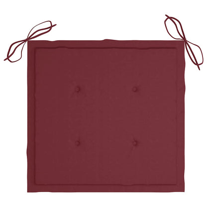 Sedie da Giardino 2 pz con Cuscini Rosso Vino Massello di Teak - homemem39