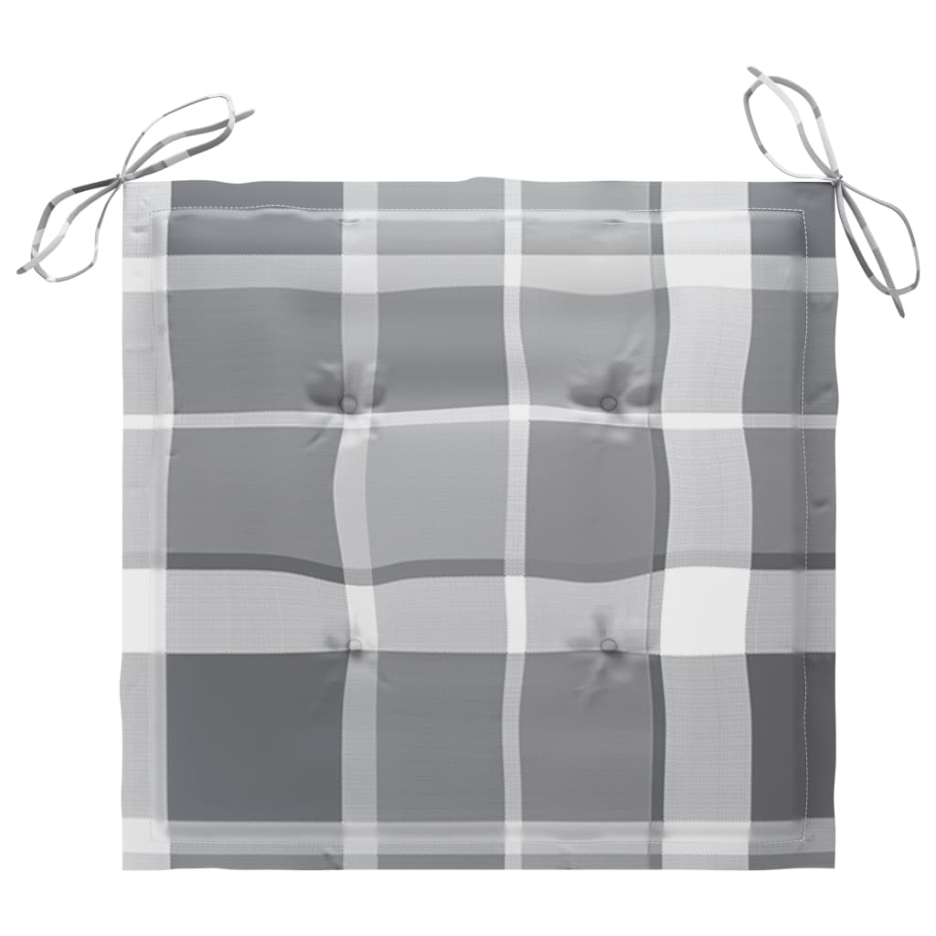 Sedie Giardino 2 pz con Cuscino Grigio a Quadri Massello di Teak - homemem39