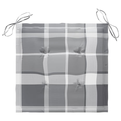 Sedie Giardino 2 pz con Cuscino Grigio a Quadri Massello di Teak - homemem39