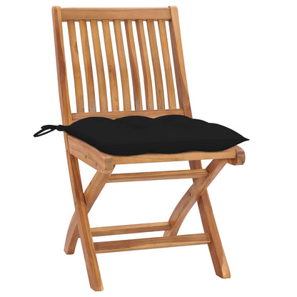 Sedie da Giardino 2 pz con Cuscini Neri in Massello di Teak - homemem39