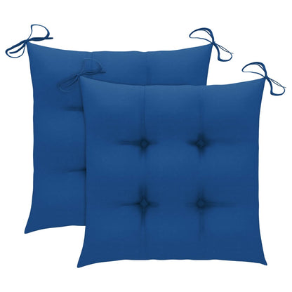 Sedie da Giardino 2 pz con Cuscini Blu in Massello di Teak - homemem39
