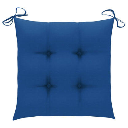 Sedie da Giardino 2 pz con Cuscini Blu in Massello di Teak - homemem39