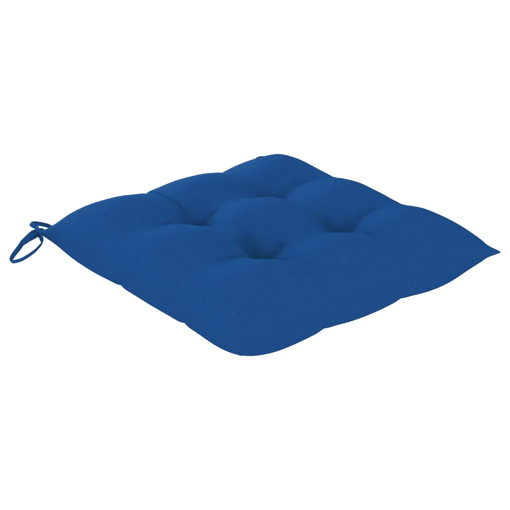 Sedie da Giardino 2 pz con Cuscini Blu in Massello di Teak - homemem39