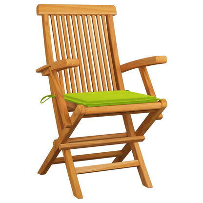 Sedie Giardino con Cuscini Verde Chiaro 2pz Legno Massello Teak - homemem39