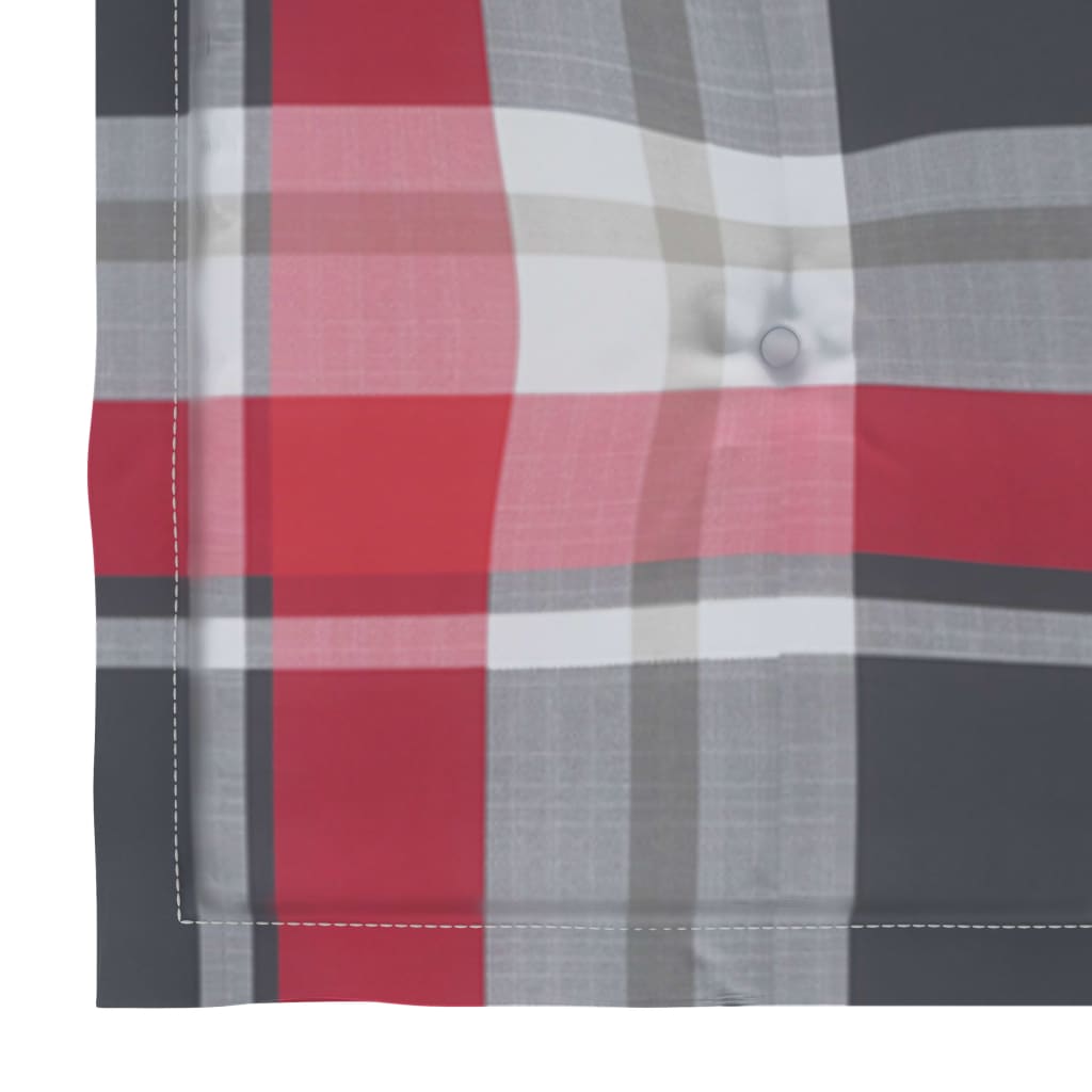 Sedie da Giardino Cuscini Motivo Quadri Rosso 3pz Massello Teak